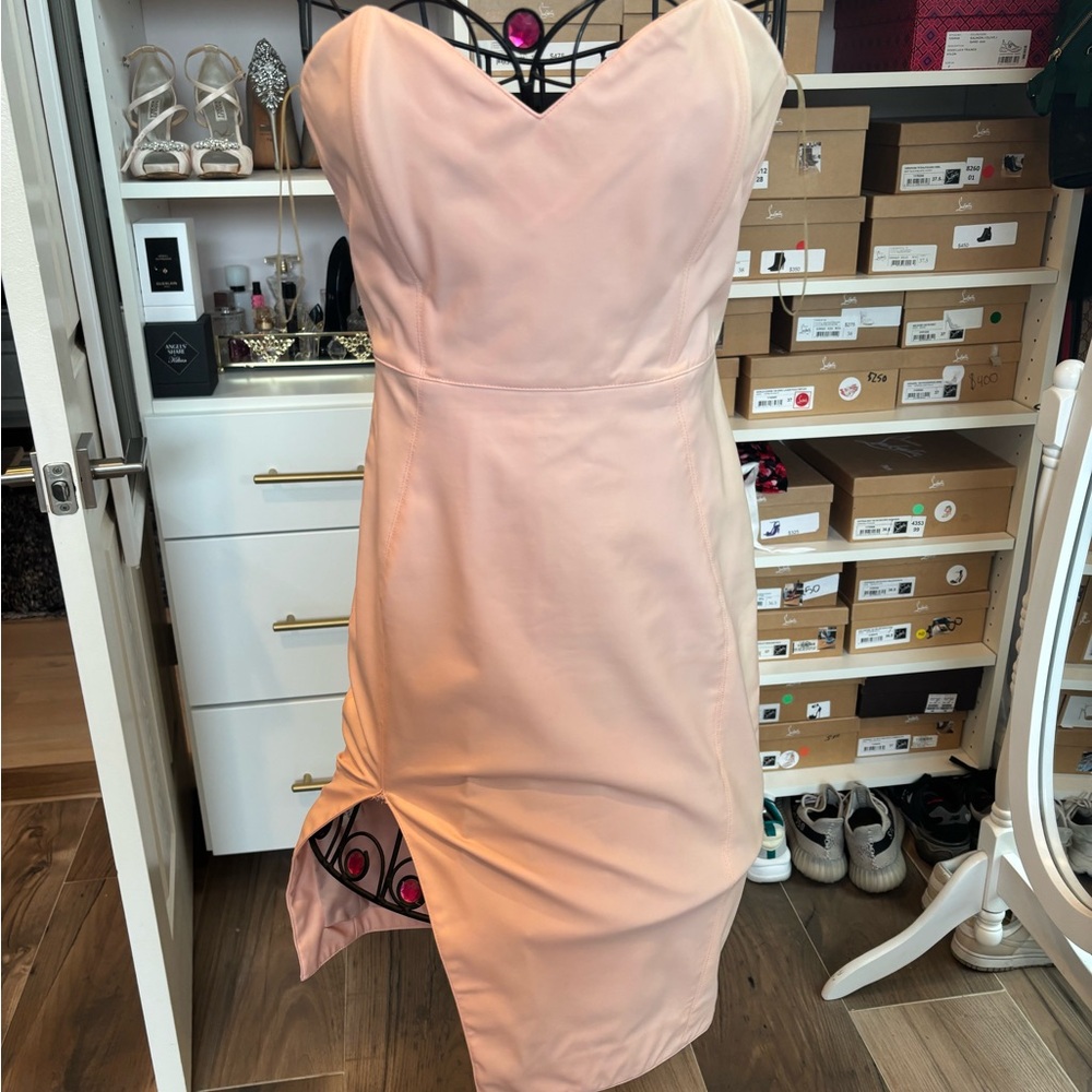 House of CB Pink Ruched Tiered Cocktail Dress